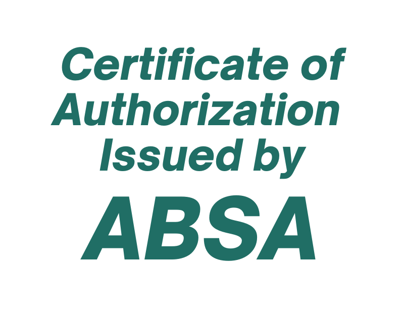 Certificate of Authorization Issued by ABSA
