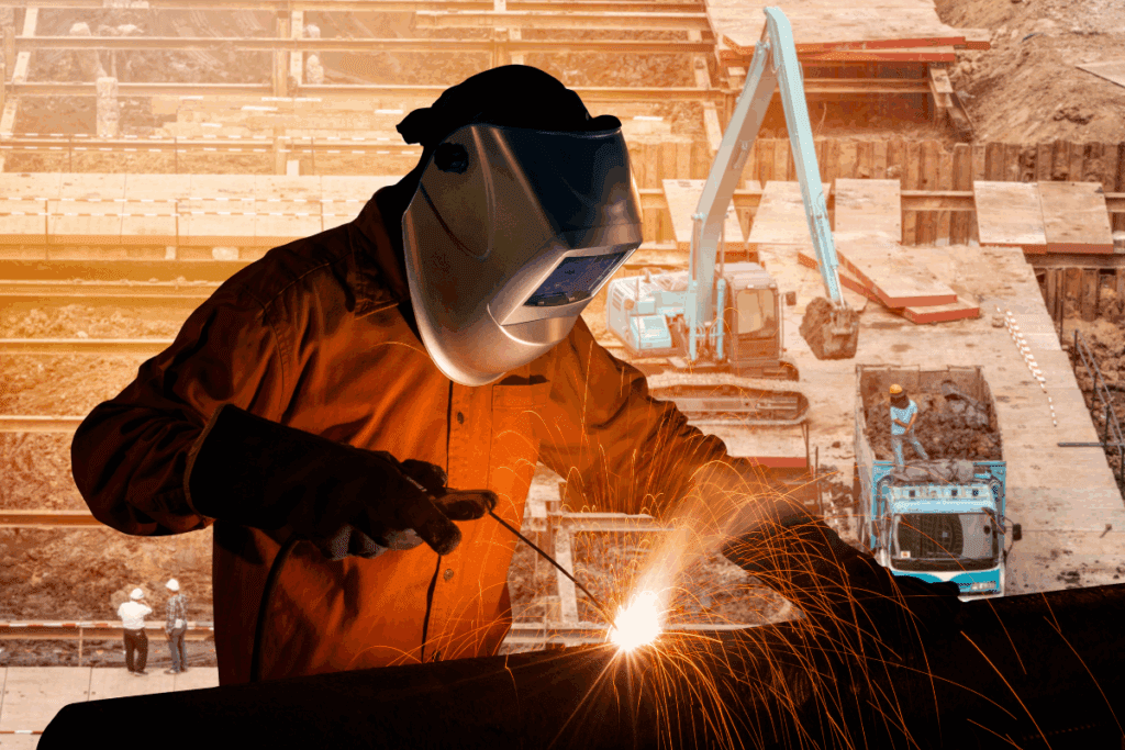 a welder working on a construction site